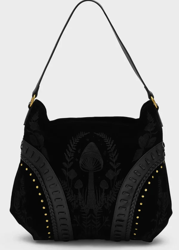 Killstar Magictwill Mushroom Velvet Bag Black
