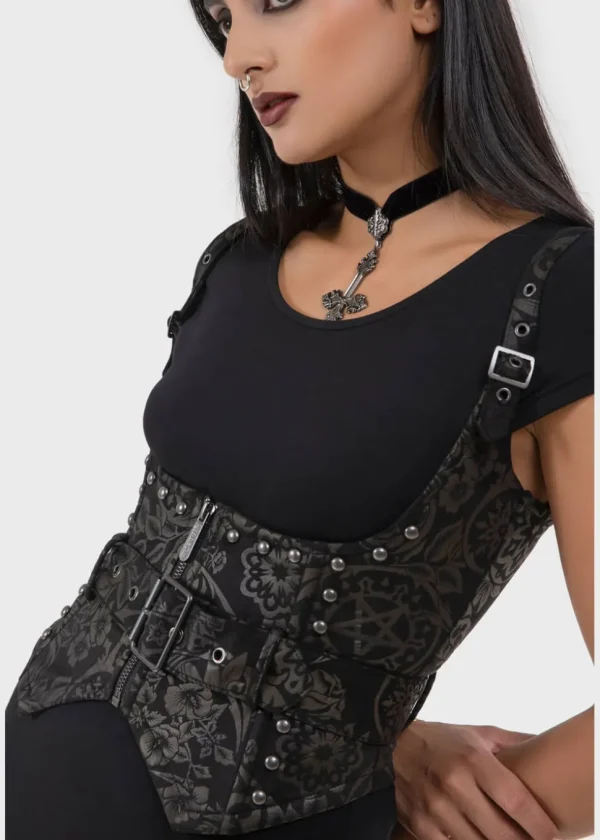 Killstar Malapas Black Lily Underbust Corset Black