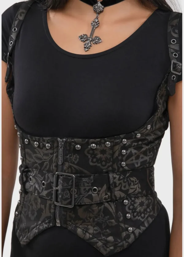 Killstar Malapas Black Lily Underbust Corset Black