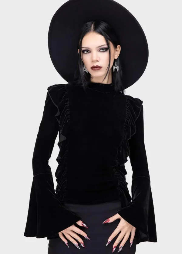 Killstar Noxine Velvet Top Black