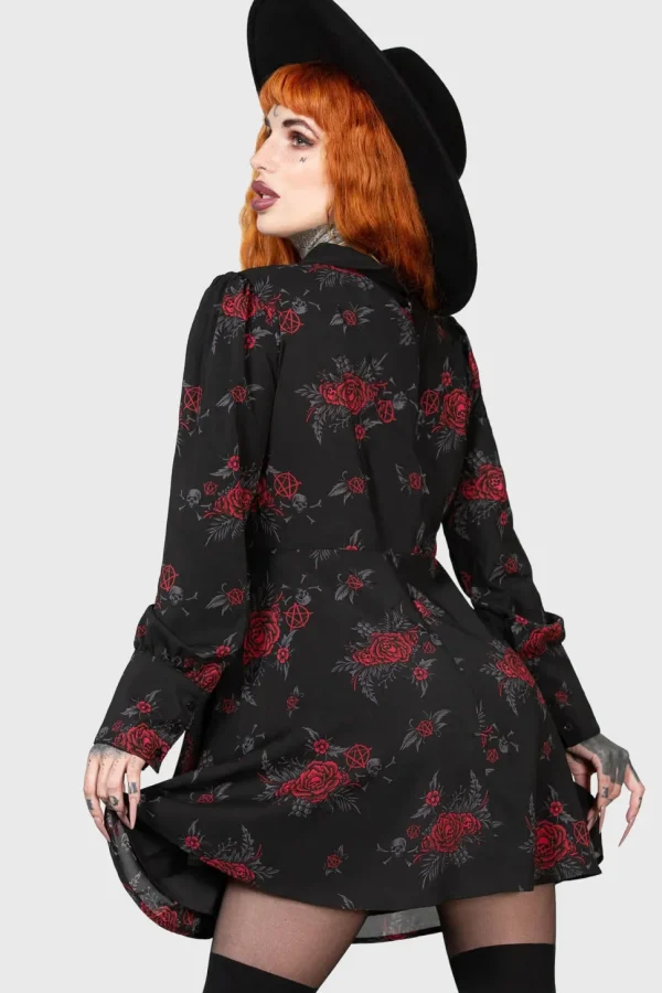 Killstar Pandora's Nightmare Skull Rose Dress Black