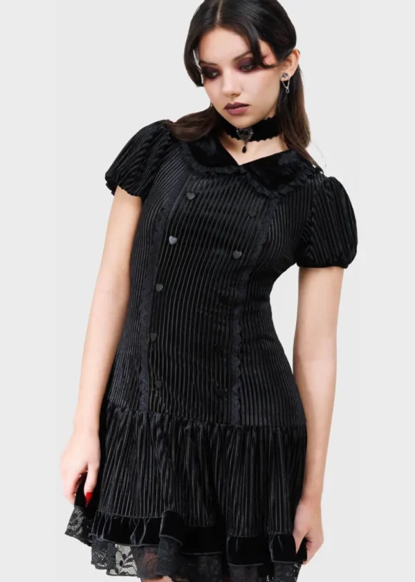 Killstar Riddleton Heart Velvet Dress Black