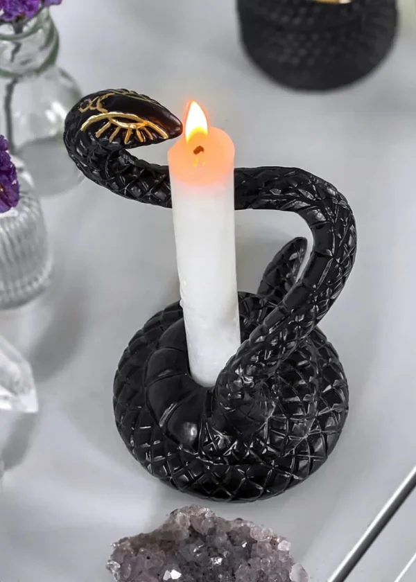 Killstar Serpentina Snake Candle Holder Black