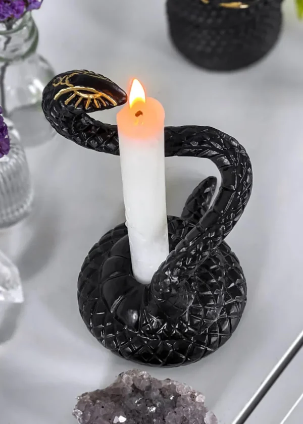 Killstar Serpentina Snake Candle Holder Black
