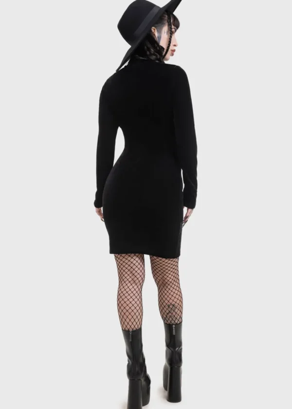 Killstar Skelliecore Skeleton Velvet Mini Dress Black