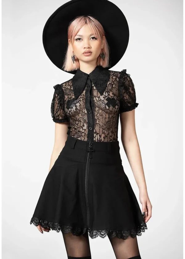 Killstar Viktoria Cross Mini Skirt Black