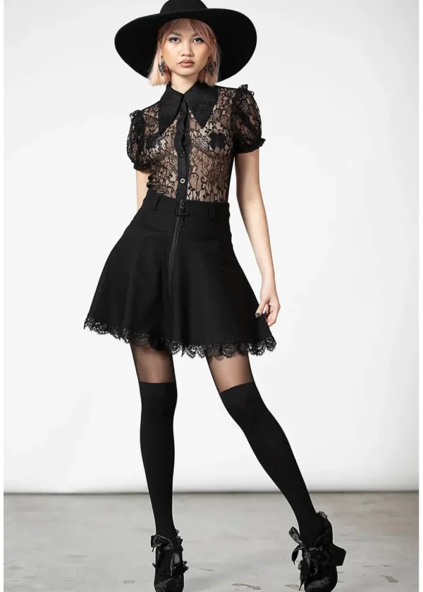 Killstar Viktoria Cross Mini Skirt Black