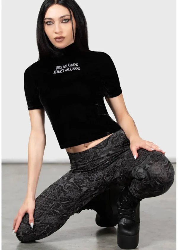 Killstar Wednesday Allergic To Colour Velvet Top Black