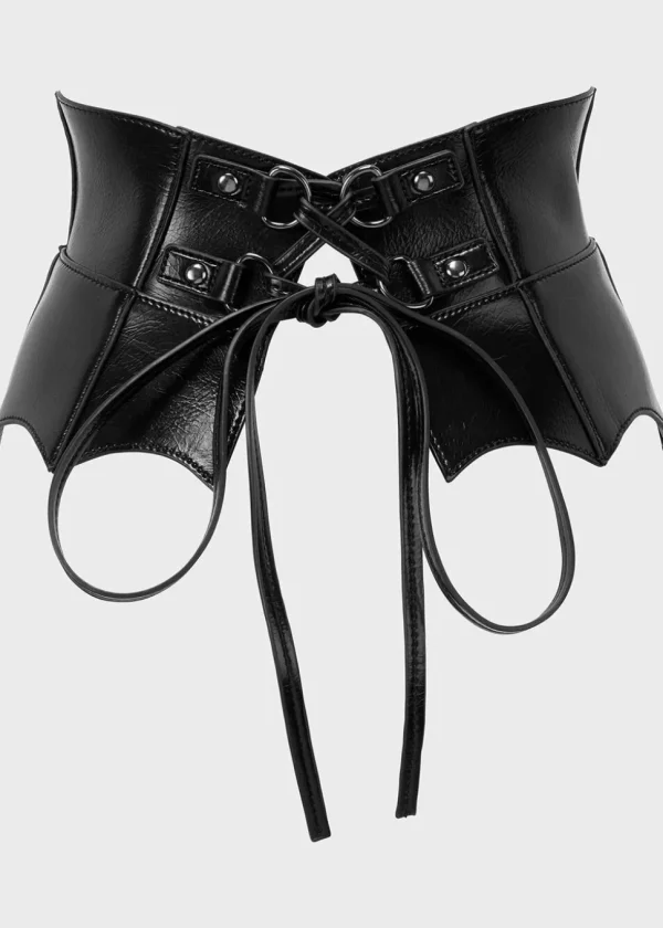 Killstar Wetland Bat Peplum Corset Black