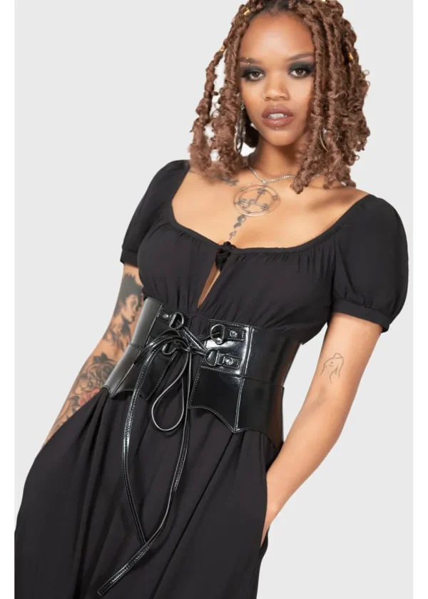 Killstar Wetland Bat Peplum Corset Black