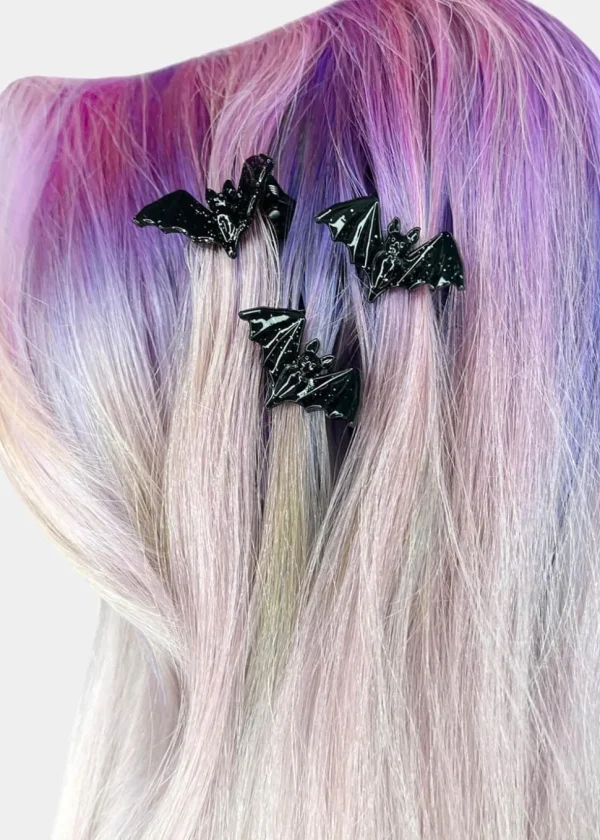 Killstar Wing It Bat Hair Clips Black