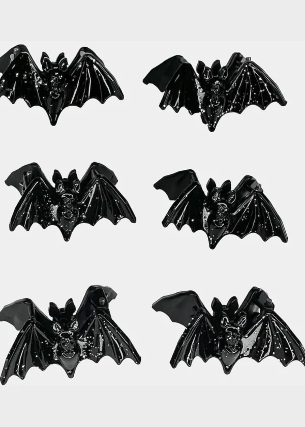 Killstar Wing It Bat Hair Clips Black