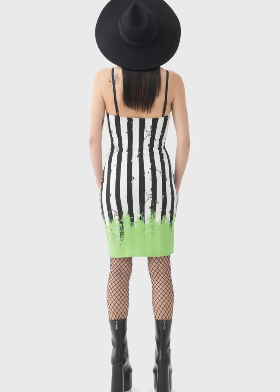 killstar_x_beetlejuice_di_4-1.webp Killstar x Beetlejuice Distressed Stripe Bodycon Dress Black White