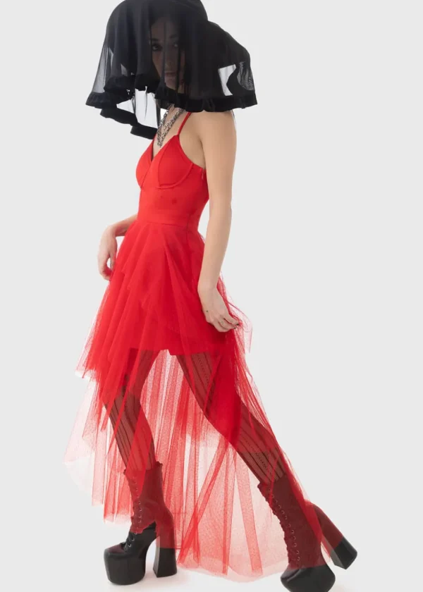 Killstar x Beetlejuice Lydia Deetz Maxi Dress Red