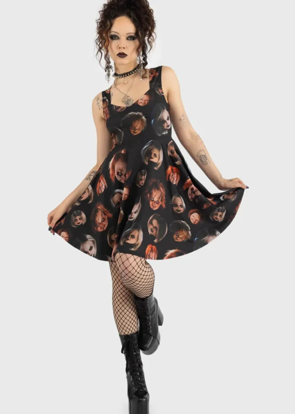 Killstar x Chucky Did You Miss Me Andy Skater Dress Black