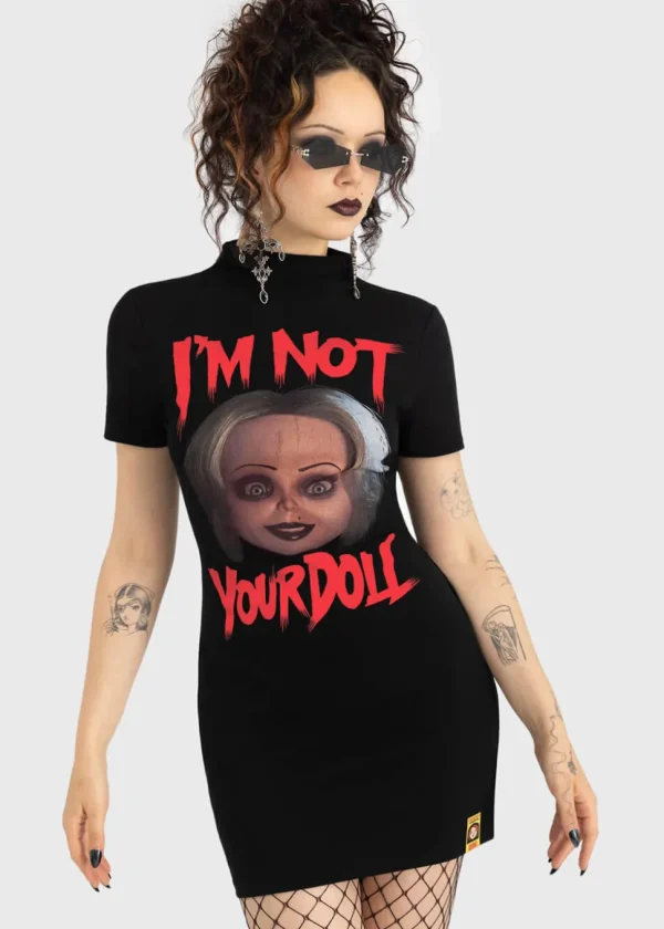 Killstar x Chucky You're A Real Doll Mini Dress Black