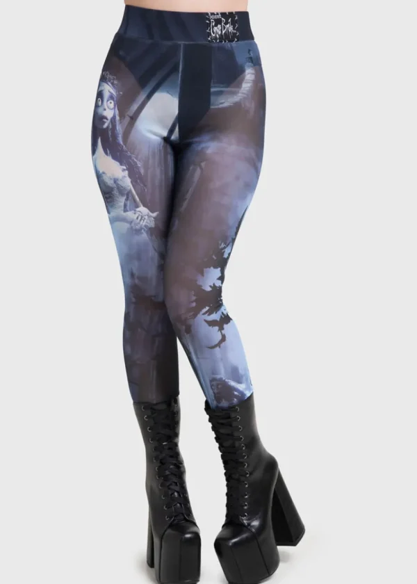 Killstar x Corpse Bride Emily In The Night Leggings Black Blue