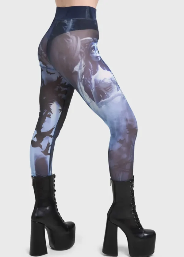 Killstar x Corpse Bride Emily In The Night Leggings Black Blue