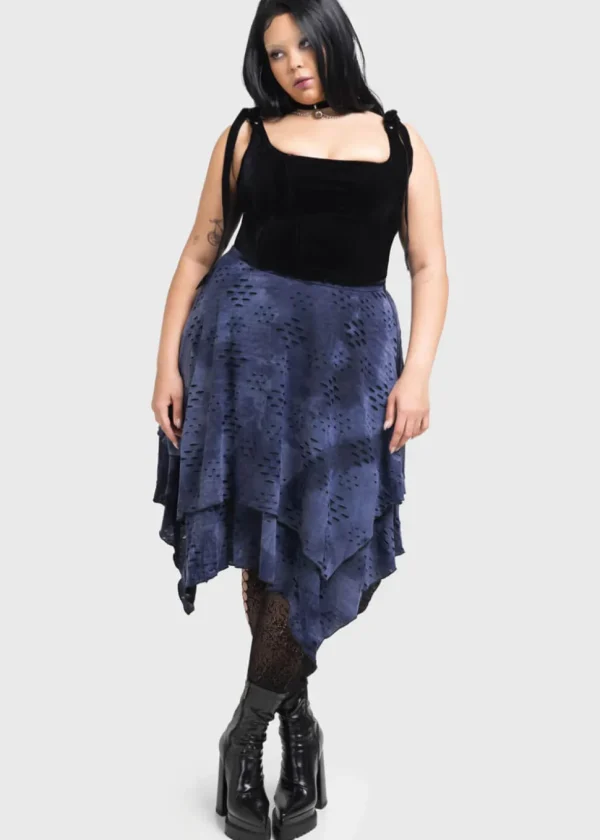Killstar x Corpse Bride Hauntly Maiden Skirt Blue