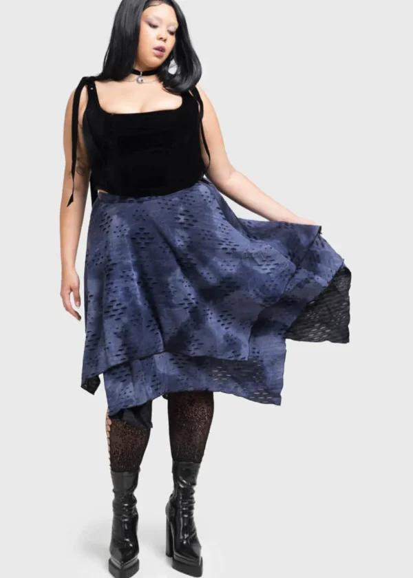 Killstar x Corpse Bride Hauntly Maiden Skirt Blue