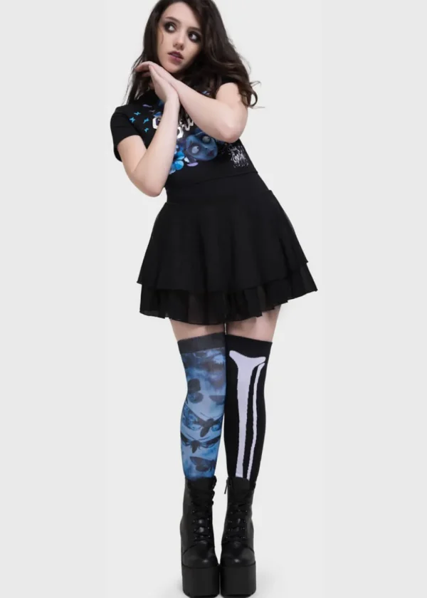 Killstar x Corpse Bride Swarm Of Butterflies Socks Black Blue