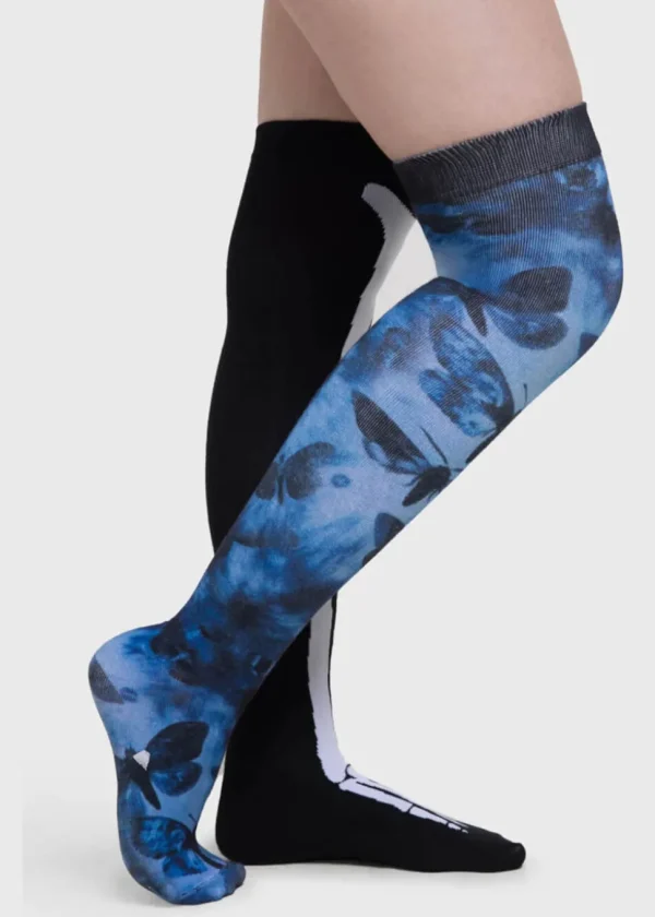 Killstar x Corpse Bride Swarm Of Butterflies Socks Black Blue