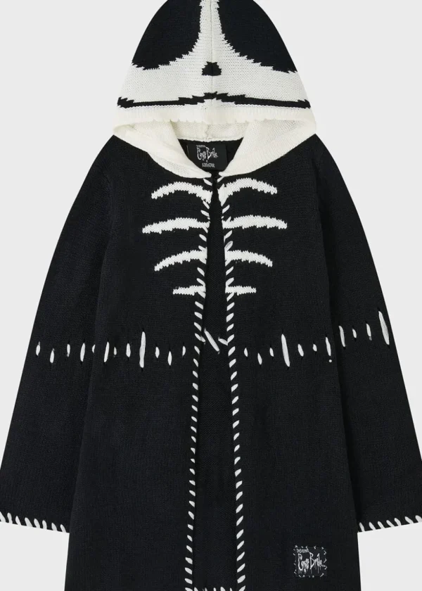 Killstar x Corpse Bride Scraps Knitted Hoodie Black White
