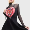 Killstar x Powerpuff Girls I Feel So Pretty Pinafore Swing Dress Black Denim