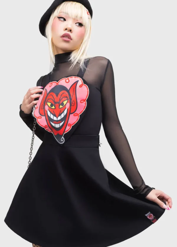 Killstar x Powerpuff Girls I Feel So Pretty Pinafore Swing Dress Black Denim