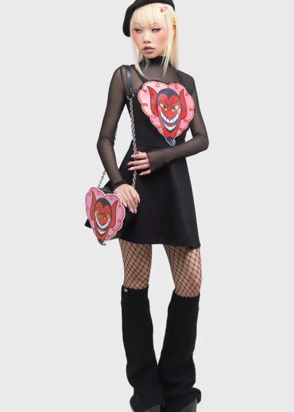 Killstar x Powerpuff Girls I Feel So Pretty Pinafore Swing Dress Black Denim