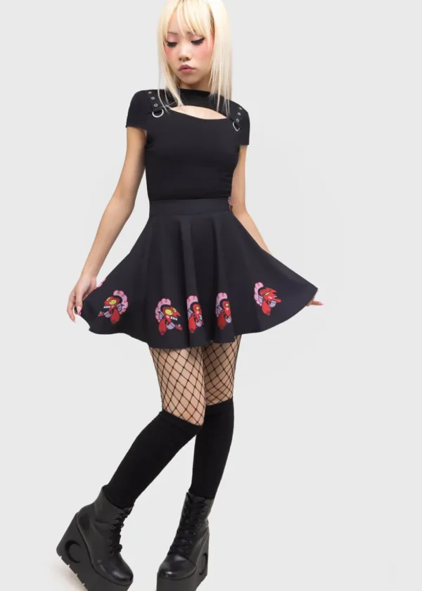 Killstar x Powerpuff Girls Oh So Evil Skater Skirt Black
