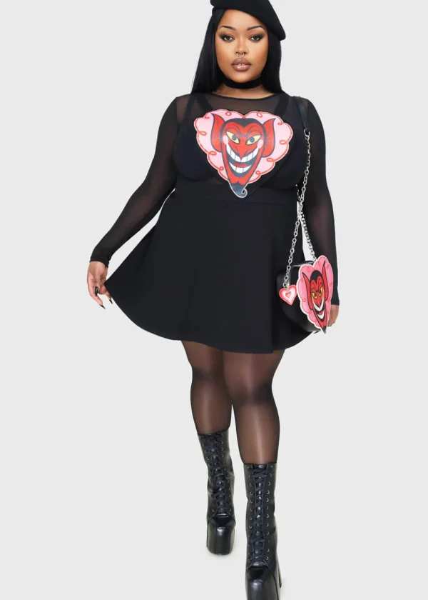Killstar x Powerpuff Girls I Feel So Pretty Pinafore Swing Dress Black Denim