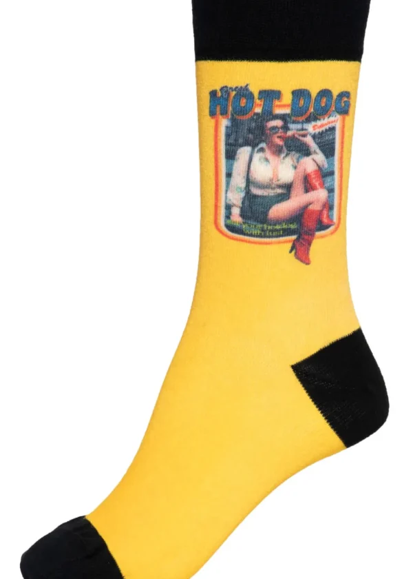 King Kerosin Mens Hot Dog Socks Yellow