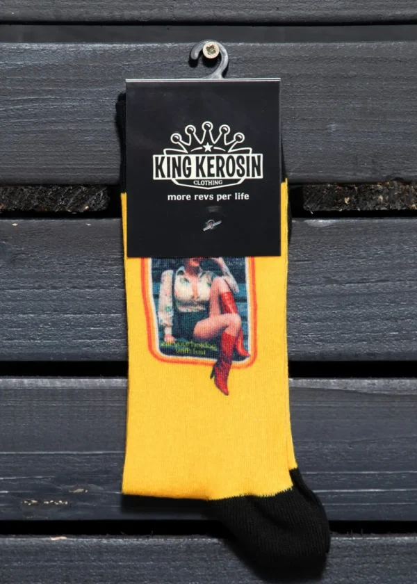 King Kerosin Mens Hot Dog Socks Yellow