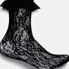 Koi Footwear Heiress Lace Ruffle 50's Socks Black