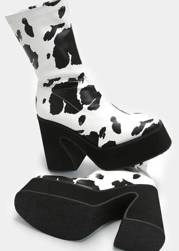 Koi Footwear Holy Cow 70's Platform Boot Black White
