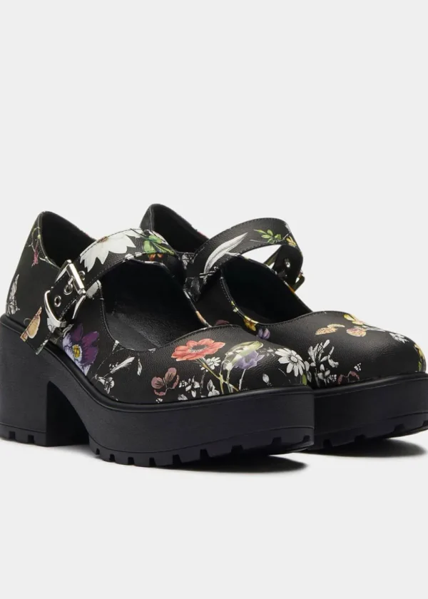 Koi Footwear Tira Floral Mary Janes Pumps Black