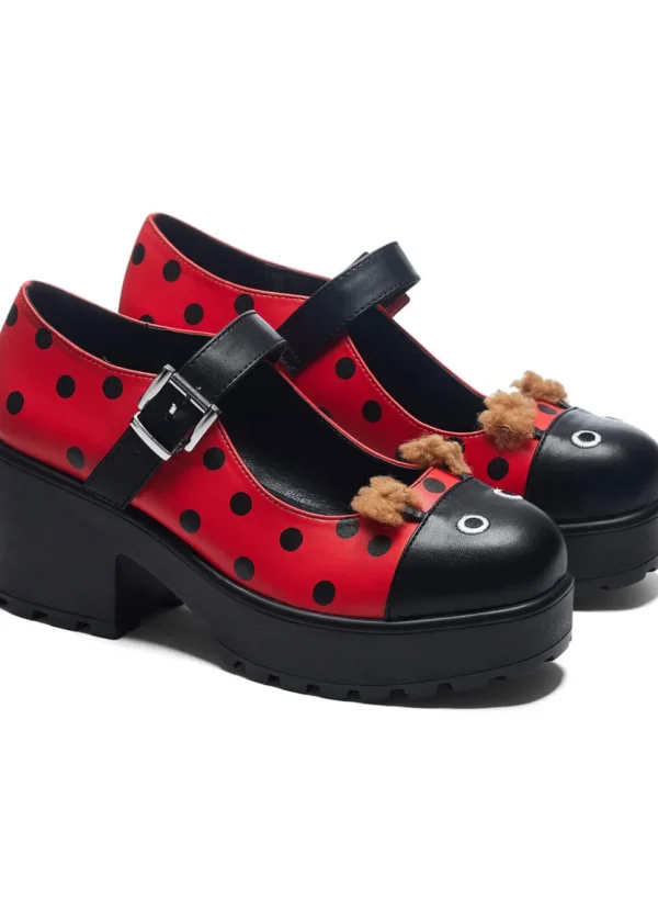 Koi Footwear Tira Lucky Ladybird Ladybug Mary Janes Pumps Red