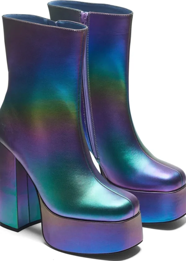 Koi Footwear Toiled Atmosphere Rainbow Platform Boots Multi