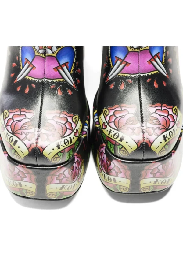 Koi Footwear Verdict Of A Serpent & Dagger Tattoo Platform Boots Black