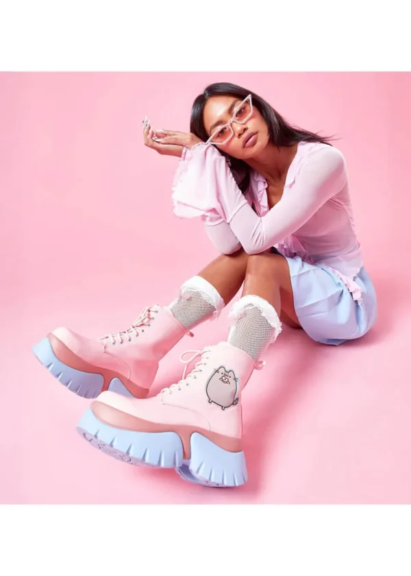 Koi x Pusheen Doghnuts Pastel Patent Boots Pink