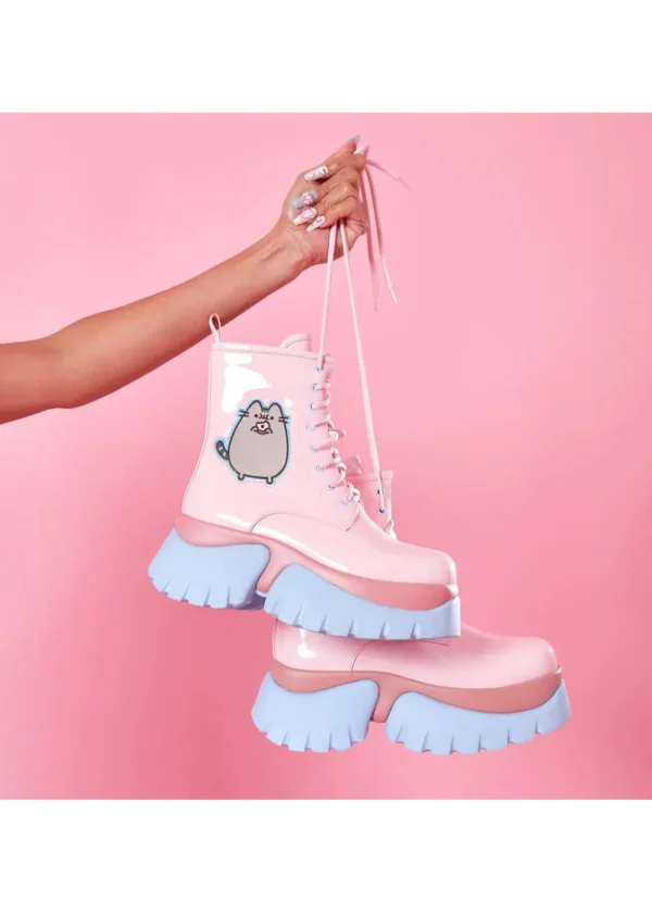 Koi x Pusheen Doghnuts Pastel Patent Boots Pink