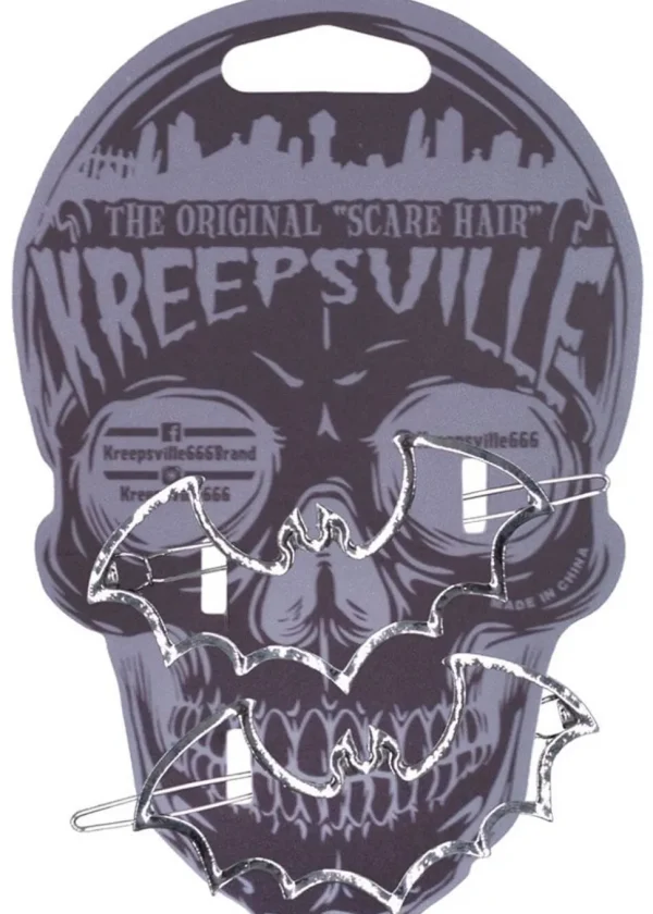 Kreepsville Bat Outline Set Haarclips Silver