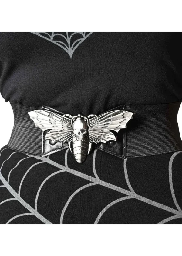 Kreepsville Death Moth Elastic Belt Black