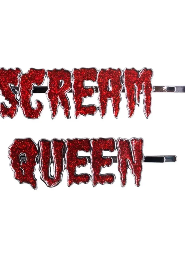Kreepsville Scream Queen Text Set Hairslides Red