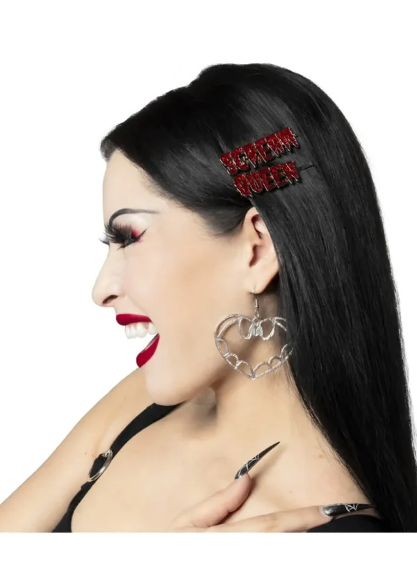Kreepsville Scream Queen Text Set Hairslides Red