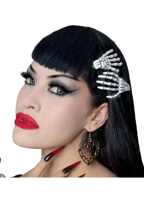 Kreepsville Skeleton Bone Hand Set Hairslides White
