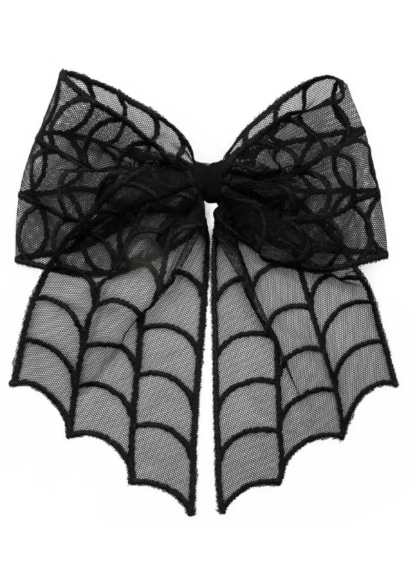 Kreepsville Spiderweb Lace Hair Bow Black
