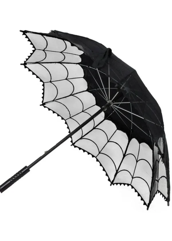 Kreepsville Spiderweb Lace Parasol Black