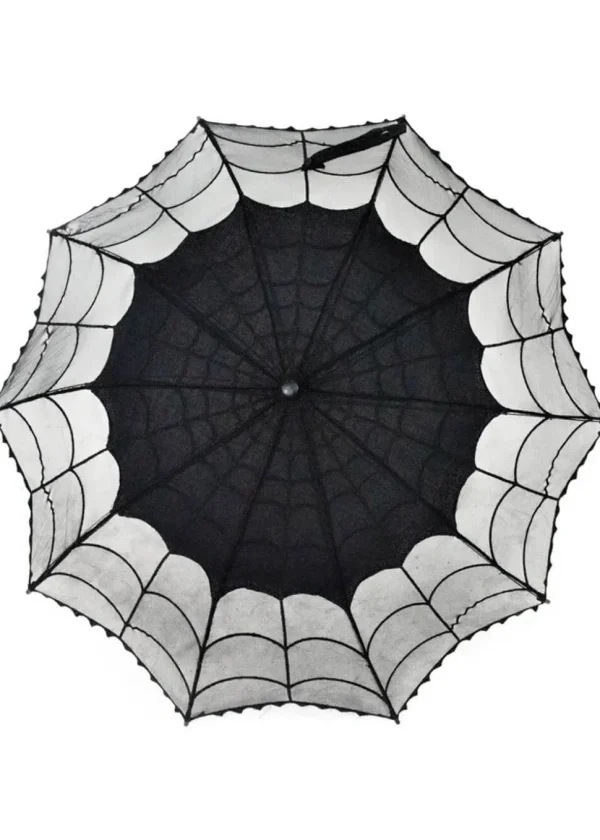 Kreepsville Spiderweb Lace Parasol Black